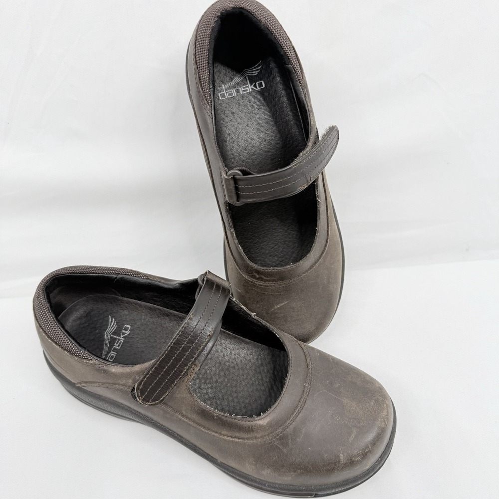 Dansko Shoes Mary Jane Brown Leather Round Toe professional walking Shoes Sz-37